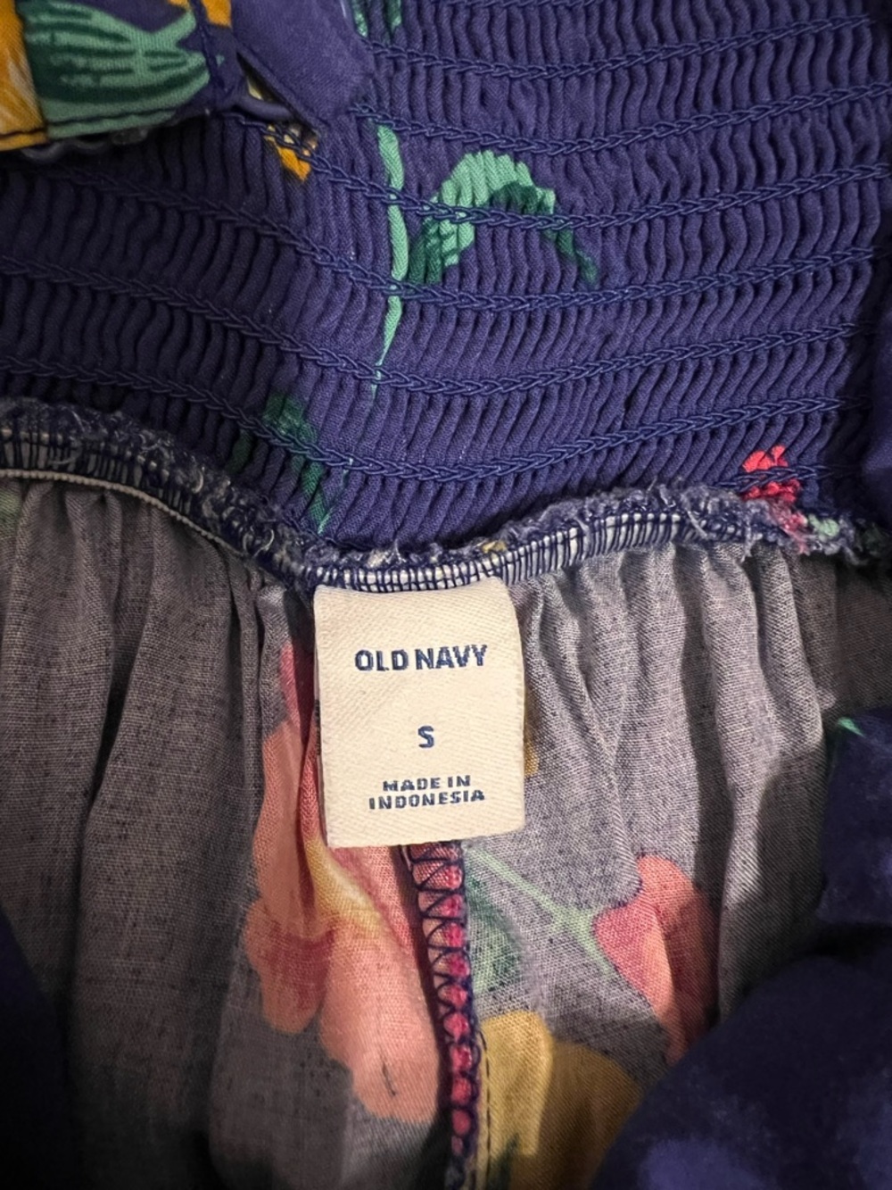 Old Navy Navy Floral Spaghetti-Strap Wide Leg Jumpsuit - Picture 3 of 4